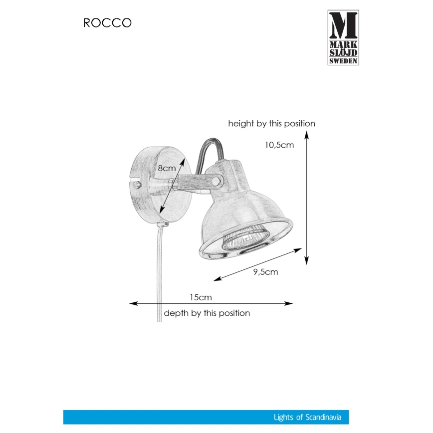 Markslöjd 107853 - Luce Spot da parete ROCCO 1xGU10/7W/230V