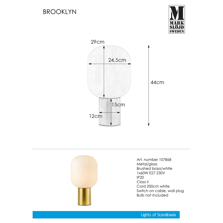 Markslöjd 107868 - Lampada da tavolo BROOKLYN 1xE27/60W/230V