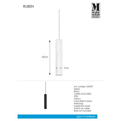 Markslöjd 107879 - Lampadario a sospensione con filo RUBEN 1xGU10/35W/230V