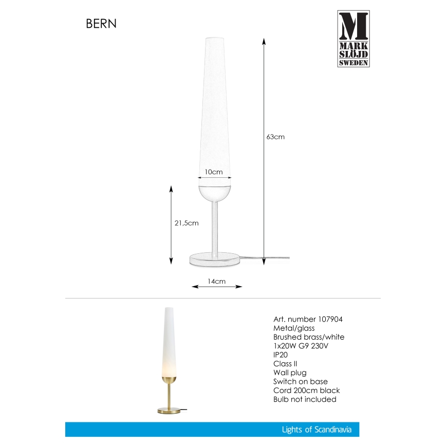 Markslöjd 107904 - Lampada da tavolo BERN 1xG9/20W/230V