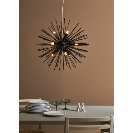 Markslöjd 108048 - Lampadario su filo SOLEIL 9xE14/20W/230V nero