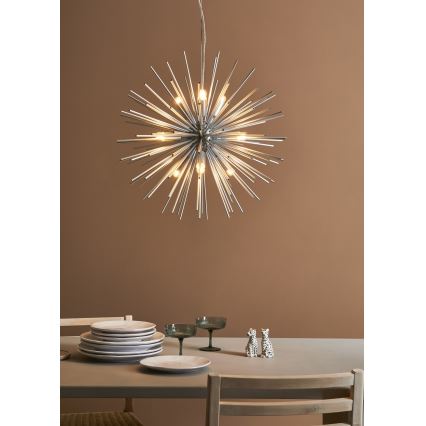 Markslöjd 108049 - Lampadario su filo SOLEIL 9xE14/20W/230V argento