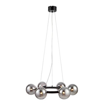 Markslöjd 108051 - Lampadario su filo CIRCLE 6xG9/20W/230V nero