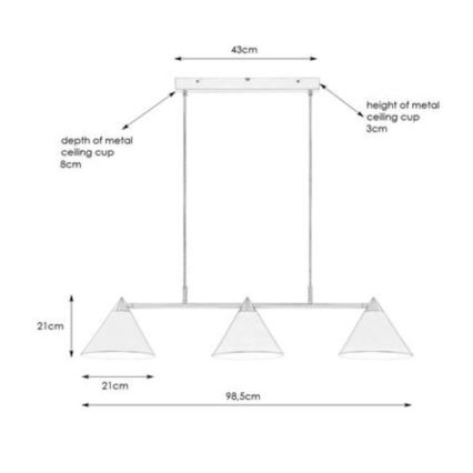 Markslöjd 108075 - Lampadario su filo KLINT 3xE14/40W/230V bianco