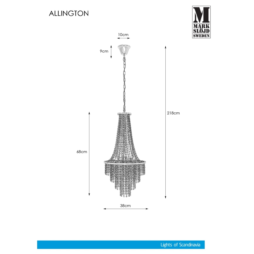 Markslöjd 108125 - Lampadario di cristallo su filo ALLINGTON 3xE14/25W/230V