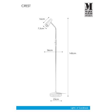 Markslöjd 108205 - Lampada da terra CREST 1xGU10/7W/230V bianco