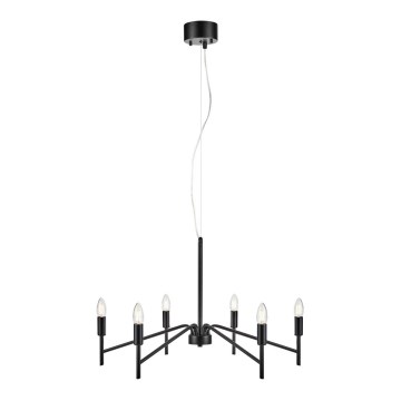 Markslöjd 108209 - Lampadario su corda MONARCH 6xE14/18W/230V nero