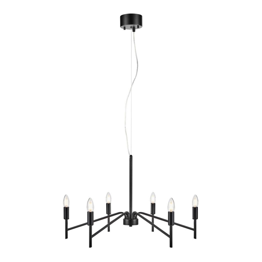 Markslöjd 108209 - Lampadario su corda MONARCH 6xE14/18W/230V nero