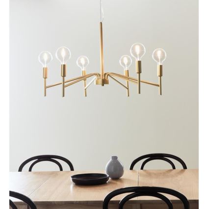 Markslöjd 108210 - Lampadario con filo MONARCH 6xE14/18W/230V oro