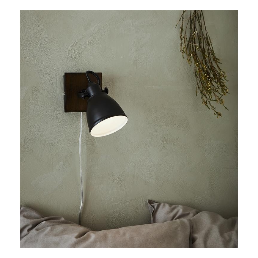 Markslöjd 108211 - Faretto da parete NATIVE 1xE14/18W/230V nero/marrone