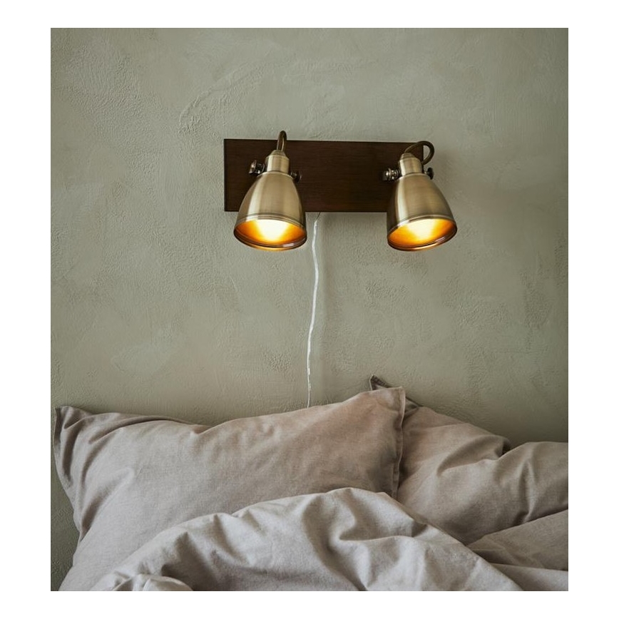 Markslöjd 108214 - Faretto da parete NATIVE 2xE14/18W/230V ottone/marrone