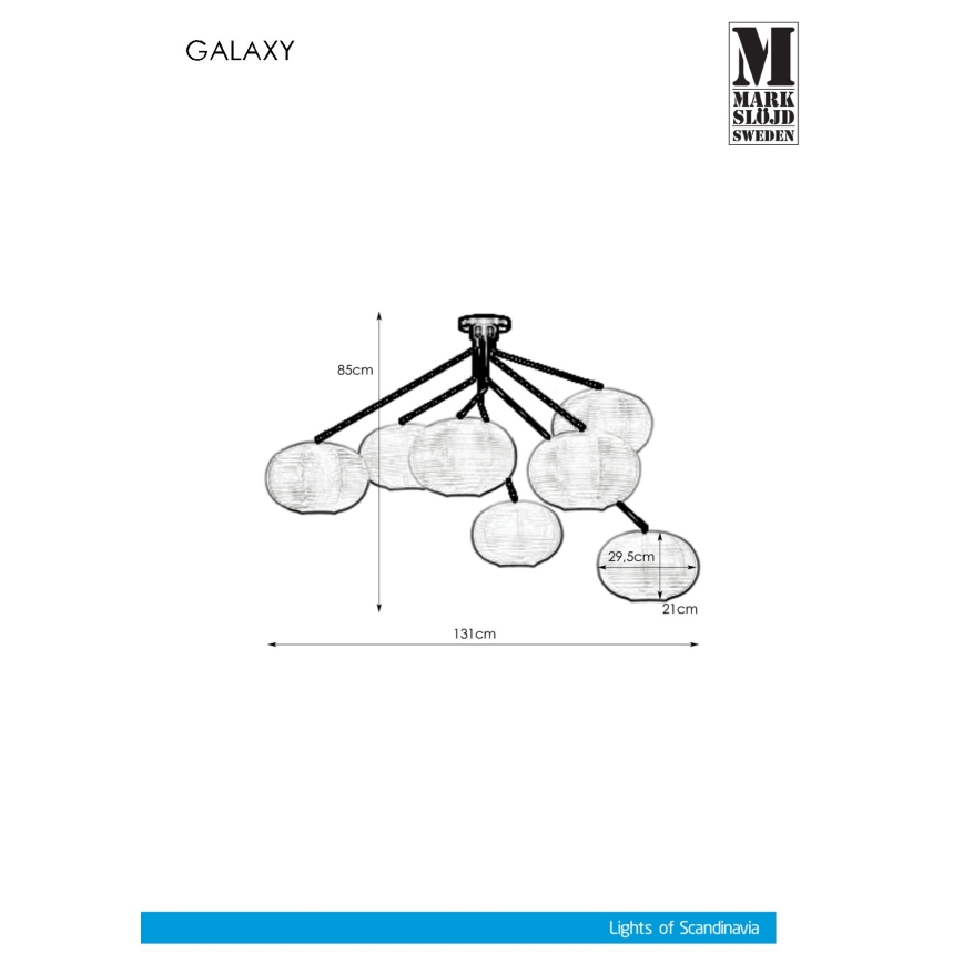 Markslöjd 108216 - Lampadario a plafone GALAXY 7xE27/15W/230V