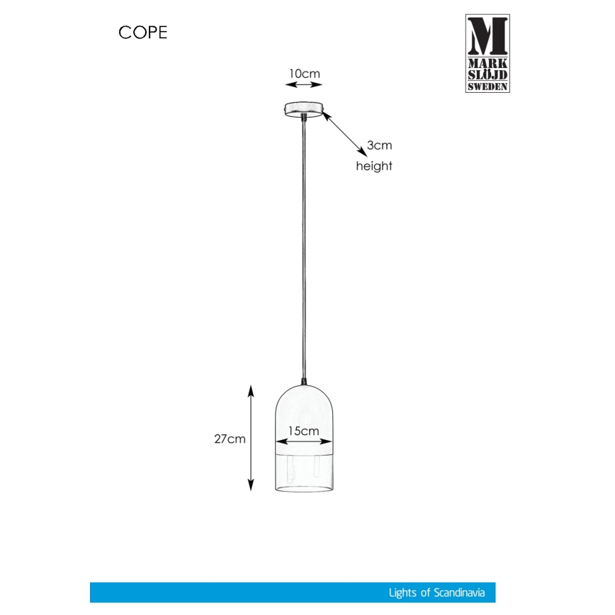 Markslöjd 108225 - Lampadario su corda COPE 1xE14/18W/230V