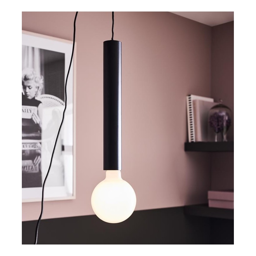 Markslöjd 108260 - Lampadario su corda  SENCILLO 1xE27/40W/230V nero