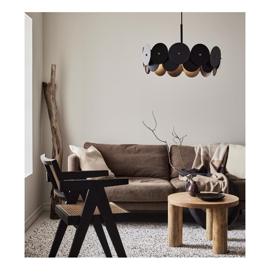 Markslöjd 108265 - Lampadario su corda VEGAS 3xE27/40W/230V nero