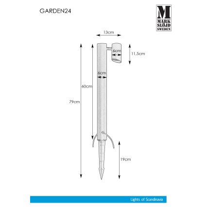 Markslöjd 108485 - Lampada da esterno LED GARDEN24 LED/6W/24V 60 cm IP44 nero