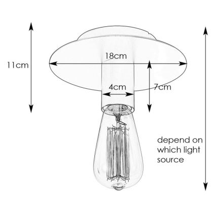 Markslöjd 108540 - Plafoniera PIATTO 1xE27/40W/230V nero