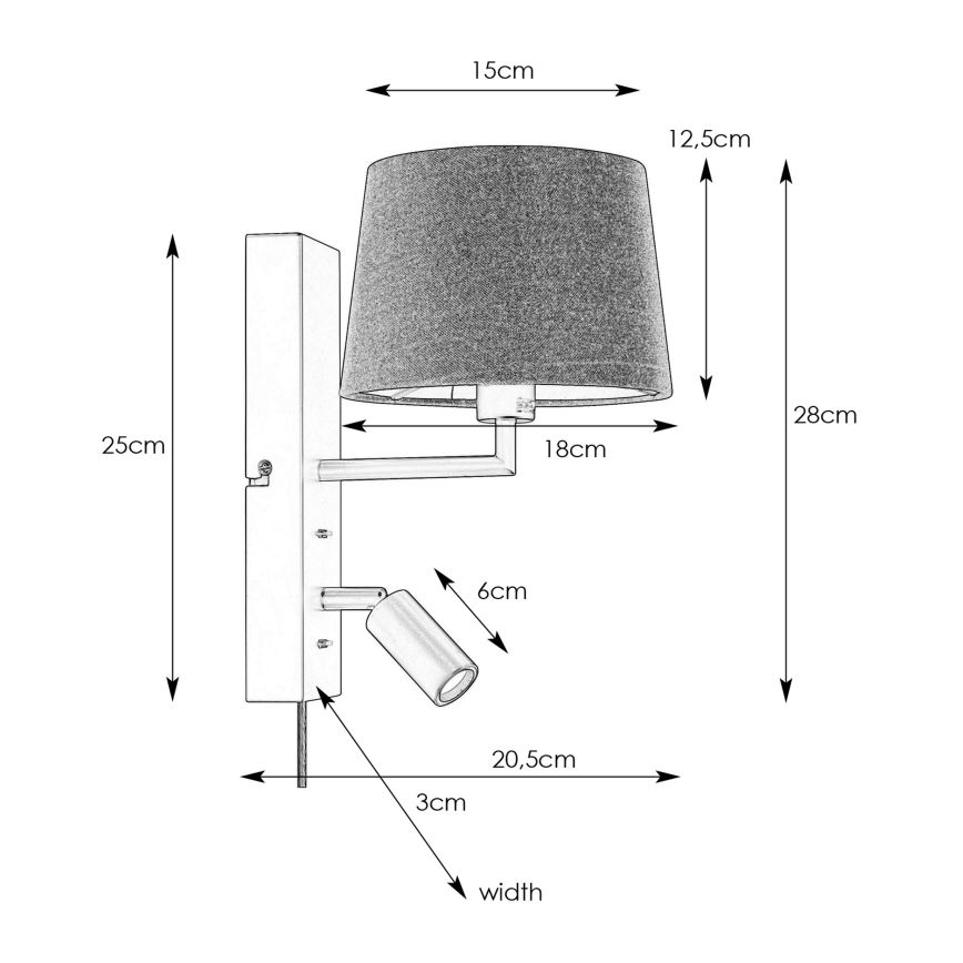 Markslöjd 108595 - Lampada da parete a LED con USB COMO 1xE14/40W/230V + LED/3W nero