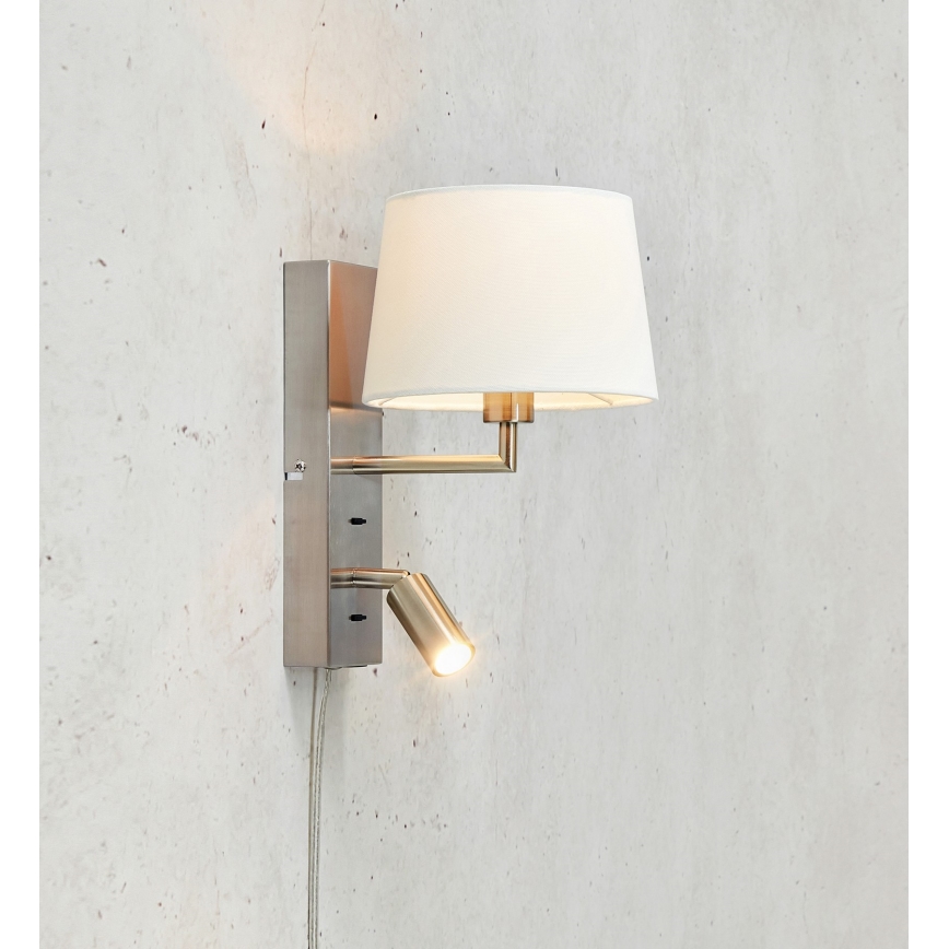 Markslöjd 108596 - LED Lampada da parete con USB COMO 1xE14/40W/230V + LED/3W bianco/cromo opaco