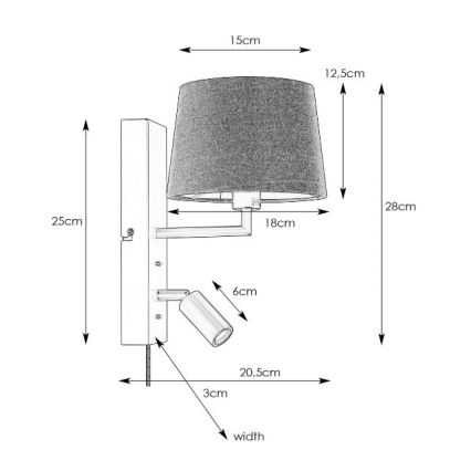Markslöjd 108596 - LED Lampada da parete con USB COMO 1xE14/40W/230V + LED/3W bianco/cromo opaco