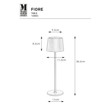 Markslöjd 108654 - Lampada ricaricabile dimmerabile a LED FIORE LED/2W/5V IP44 38 cm bianca