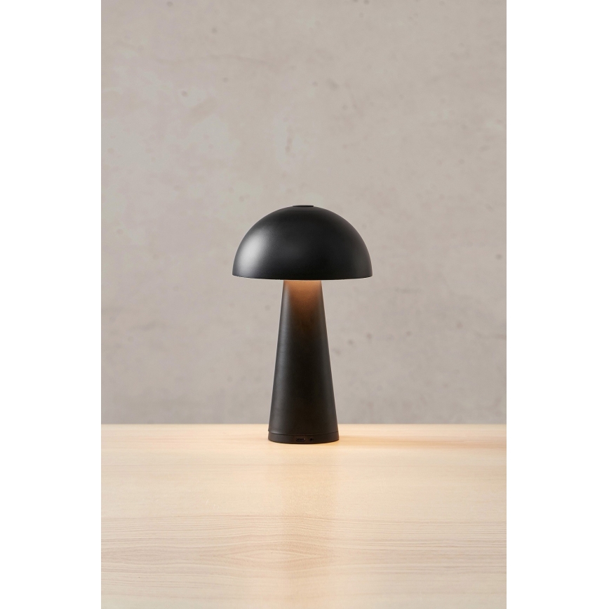 Markslöjd 108655 - Lampada da tavolo ricaricabile dimmerabile a LED FUNGI LED/1,5W/5V 2000 mAh IP44 nera