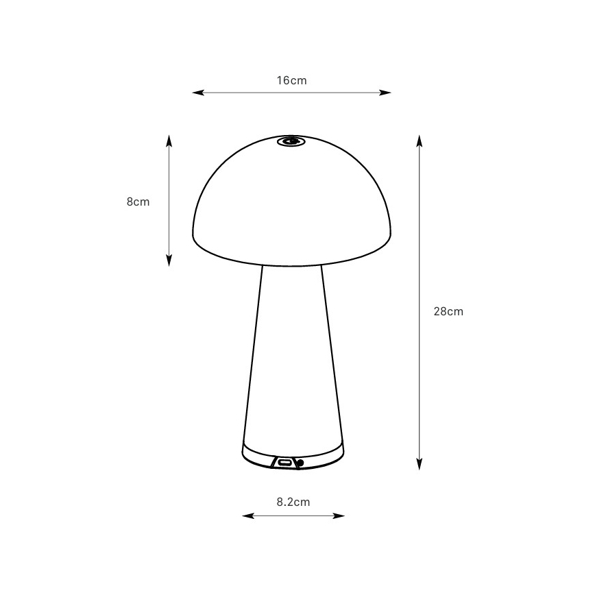 Markslöjd 108655 - Lampada da tavolo ricaricabile dimmerabile a LED FUNGI LED/1,5W/5V 2000 mAh IP44 nera