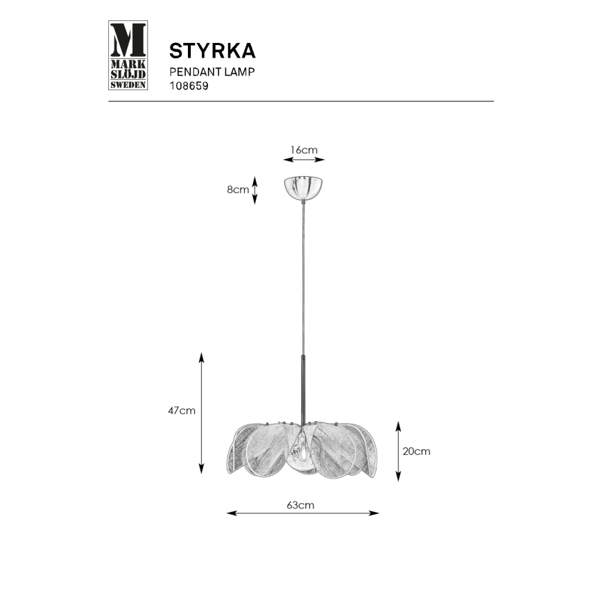 Markslöjd 108659 - Lampadario a sospensione con filo STYRKA 1xE27/40W/230V diametro 63 cm beige