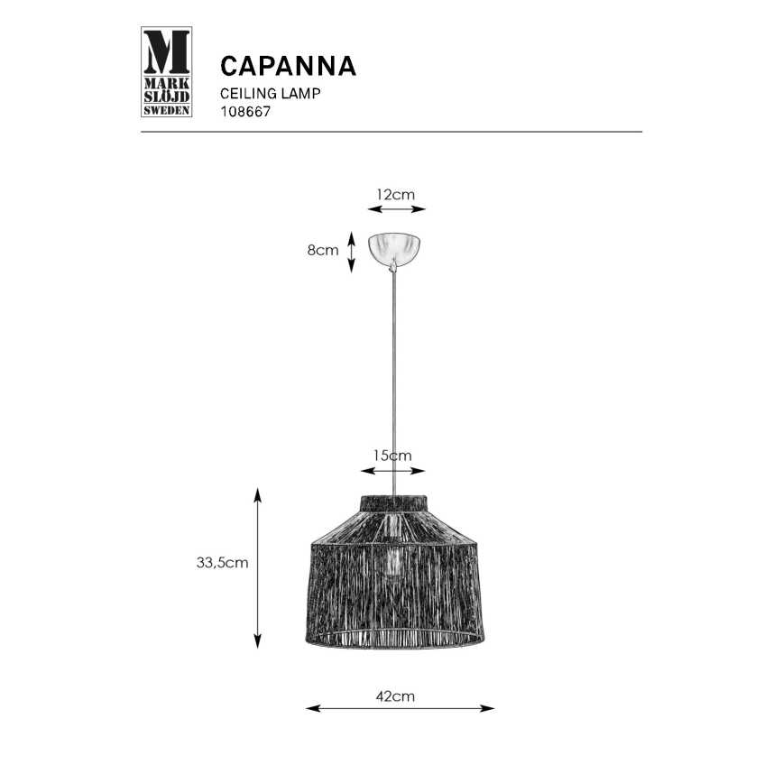 Markslöjd 108667 - Lampadario a sospensione con filo CAPANNA 1xE27/40W/230V ottone