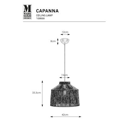 Markslöjd 108668 - Lampadario a sospensione con filo CAPANNA 1xE27/40W/230V nero