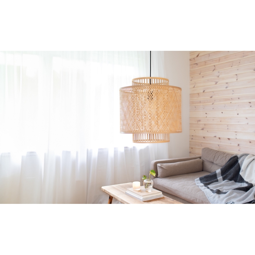 Markslöjd 108675 - Lampadario a sospensione con filo STRATI 1xE27/40W/230V beige/bambù