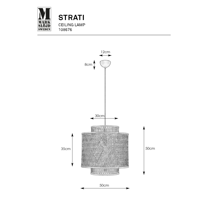 Markslöjd 108676 - Lampadario a sospensione con filo STRATI 1xE27/40W/230V nero/bambù