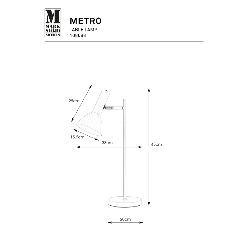 Markslöjd 108688 - Lampada da tavolo METRO 1xE27/40W/230V bianco