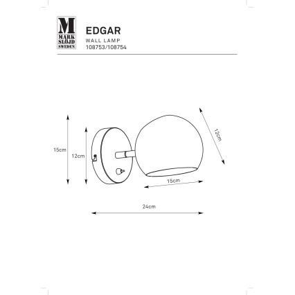 Markslöjd 108754 - Applique EDGAR 1xE14/40W/230V oro