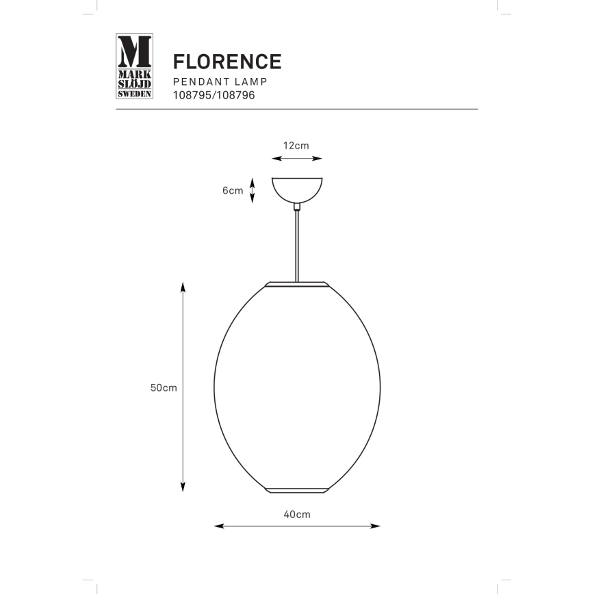 Markslöjd 108796 - Lampadario a sospensione con filo FLORENCE 1xE27/40W/230V bianco