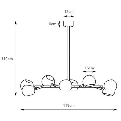 Markslöjd 108852 - Lampadario a sospensione con supporto rigido EDGAR 8xE14/40W/230V nero