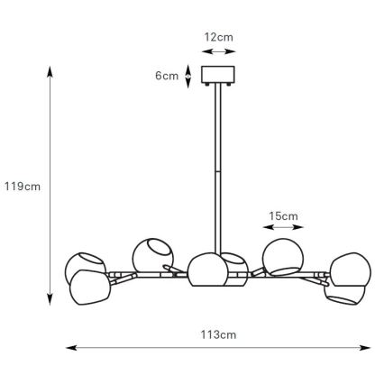Markslöjd 108852 - Lampadario a sospensione con supporto rigido EDGAR 8xE14/40W/230V nero