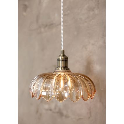 Markslöjd 108858 - Lampadario a sospensione con filo KURAGE 1xE27/40W/230V ottone/fumé beige