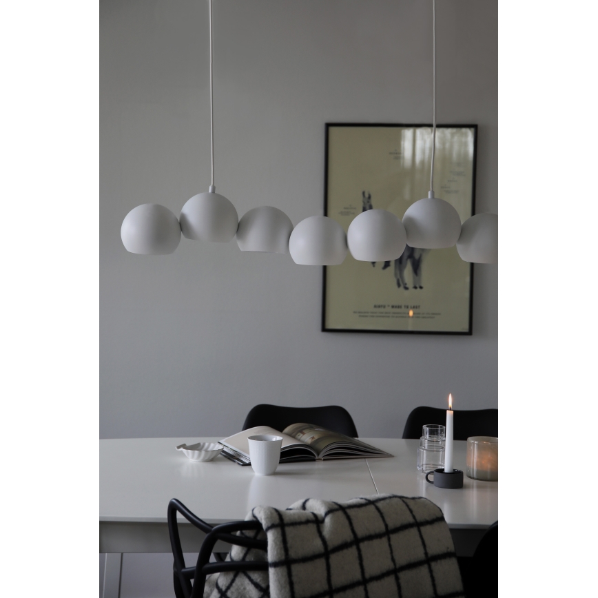 Markslöjd 108859 - Lampadario a sospensione con filo CUPOLO 7xE14/40W/230V bianco