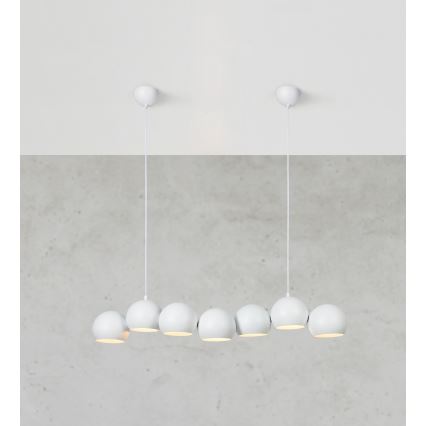 Markslöjd 108859 - Lampadario a sospensione con filo CUPOLO 7xE14/40W/230V bianco