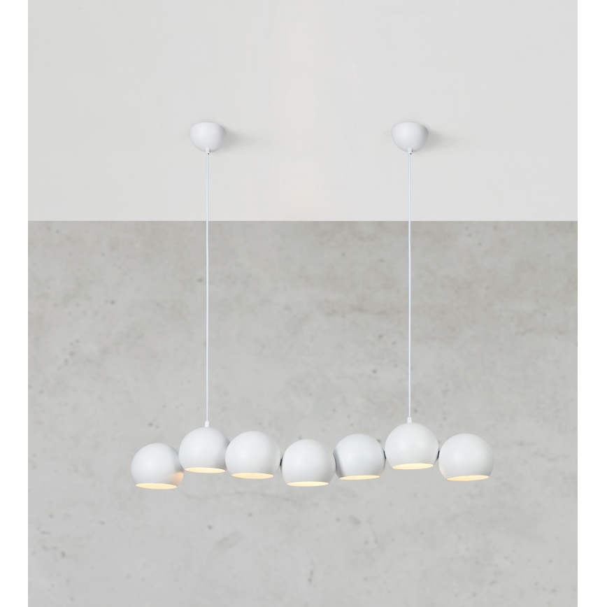 Markslöjd 108859 - Lampadario a sospensione con filo CUPOLO 7xE14/40W/230V bianco