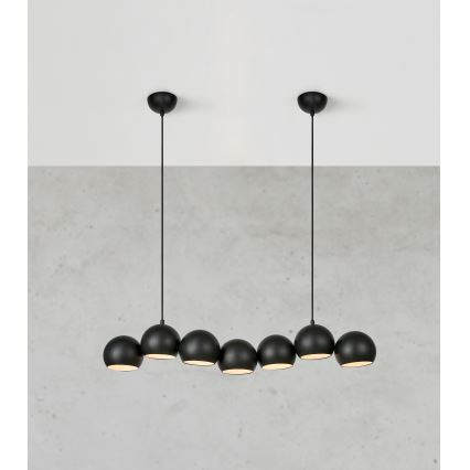 Markslöjd 108860 - Lampadario a sospensione con filo CUPOLO 7xE14/40W/230V nero