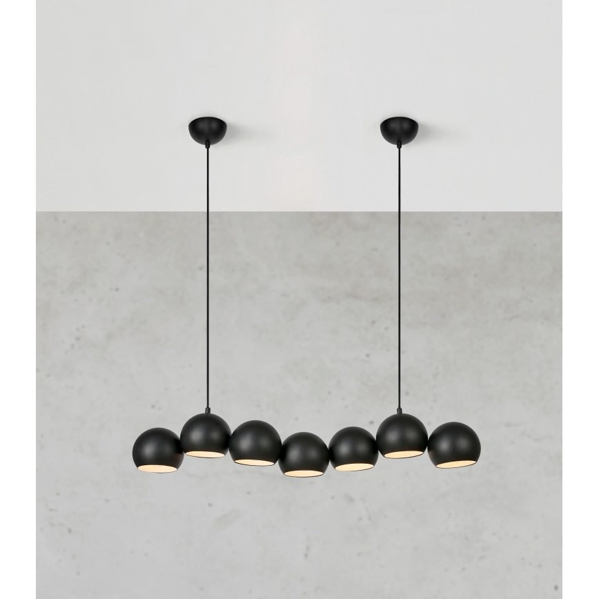 Markslöjd 108860 - Lampadario a sospensione con filo CUPOLO 7xE14/40W/230V nero