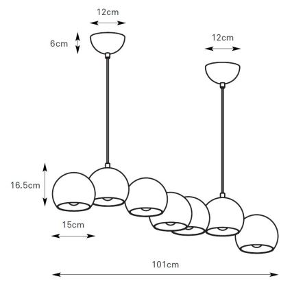 Markslöjd 108860 - Lampadario a sospensione con filo CUPOLO 7xE14/40W/230V nero
