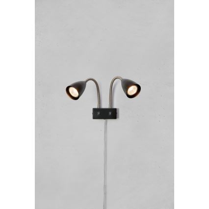 Markslöjd 108901 - Faretto da parete CIRO 2xGU10/7W/230V, nero
