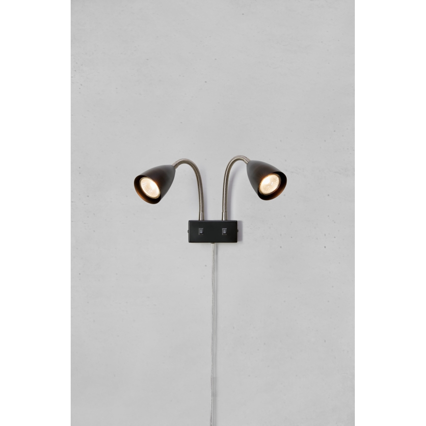 Markslöjd 108901 - Faretto da parete CIRO 2xGU10/7W/230V, nero