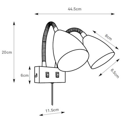 Markslöjd 108901 - Faretto da parete CIRO 2xGU10/7W/230V, nero