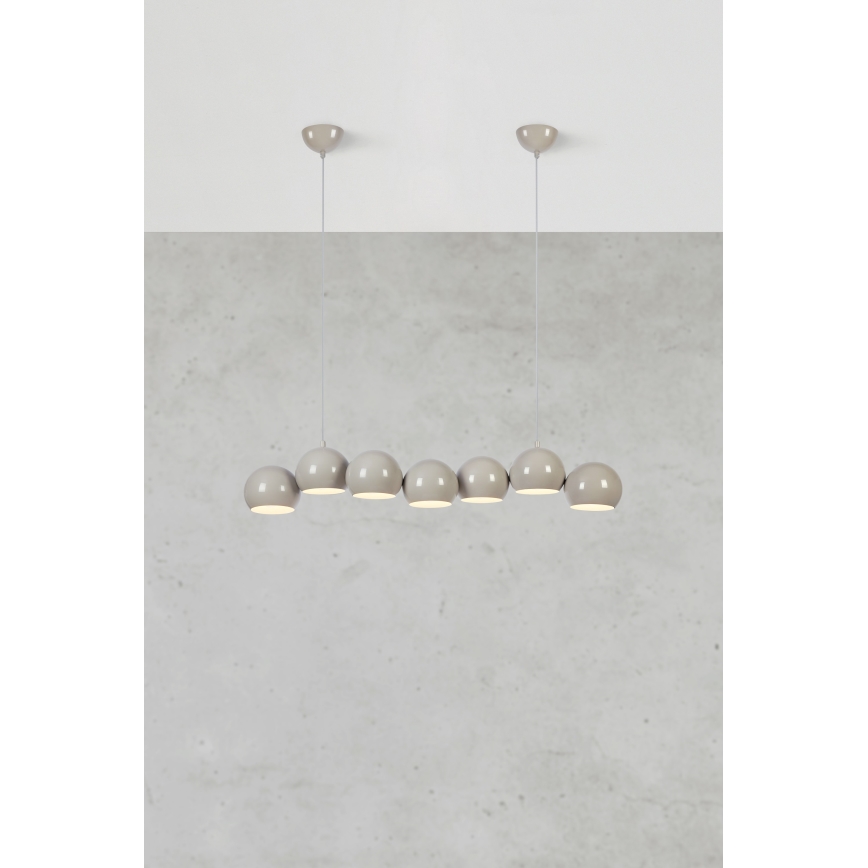 Markslöjd 108914 - Lampadario sospeso a cavo CUPOLO 7xE14/40W/230V grigio