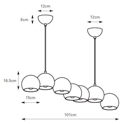 Markslöjd 108914 - Lampadario sospeso a cavo CUPOLO 7xE14/40W/230V grigio