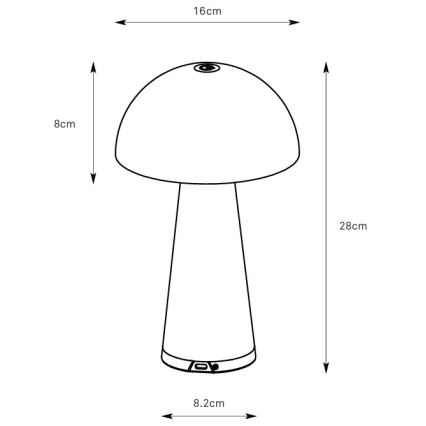 Markslöjd 108950 - Lampada da tavolo ricaricabile dimmerabile a LED FUNGI LED/1,5W/5V 2000 mAh IP44 grigia